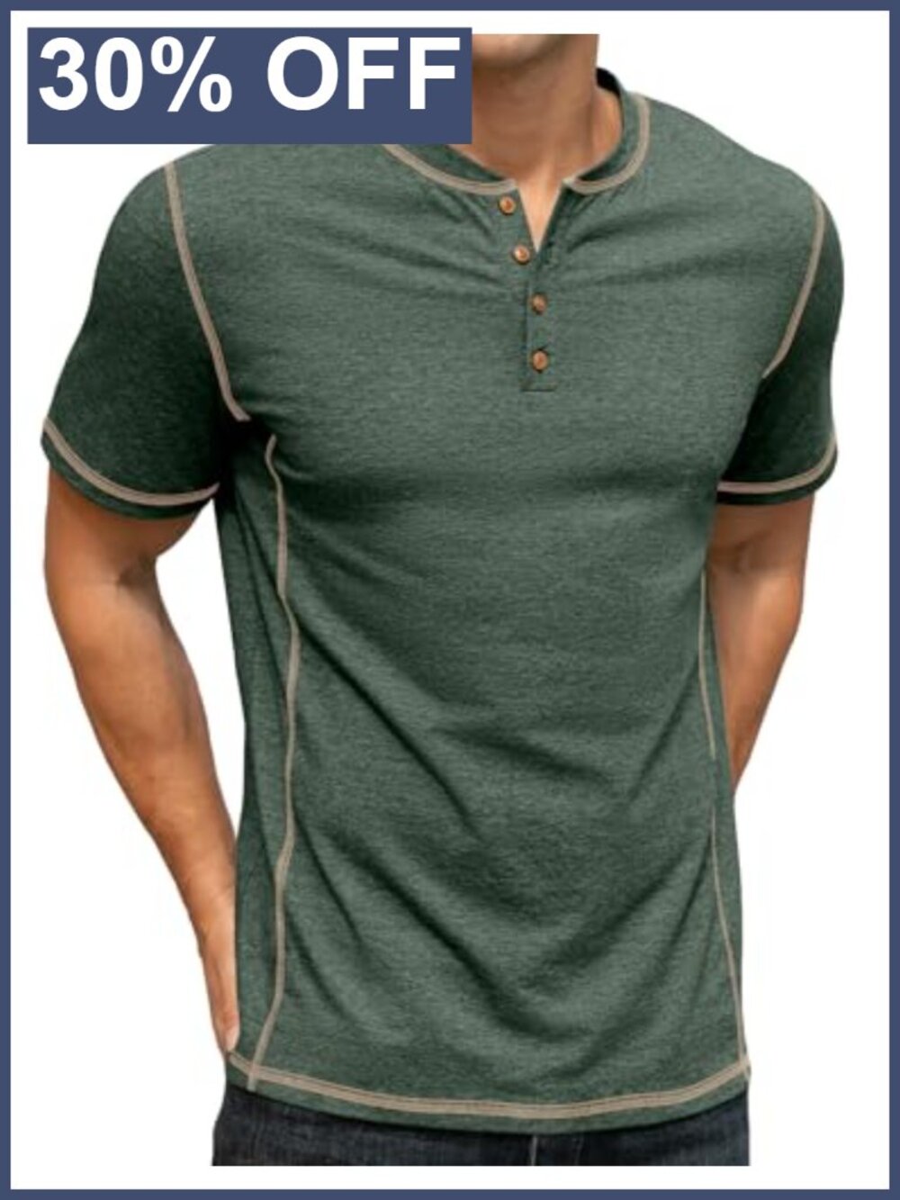 Men's Henley Shirt Casual Lightweight Summer Cotton Short Sleeve